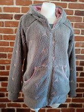 Grau Blümchen Altrosa Teddyjacke