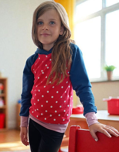 schniesel.Blau Rot Altrosa Punkte Pulli