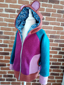 schniesel.Beere Altrosa Petrol Braun Walkjacke