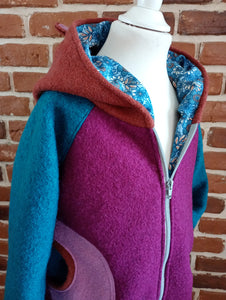 schniesel.Beere Altrosa Petrol Braun Walkjacke