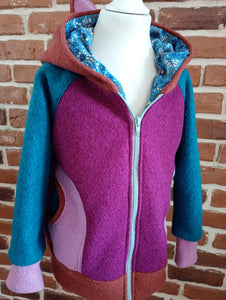 schniesel.Beere Altrosa Petrol Braun Walkjacke