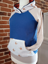 schniesel.Blau Beige Wale Musselin Pulli