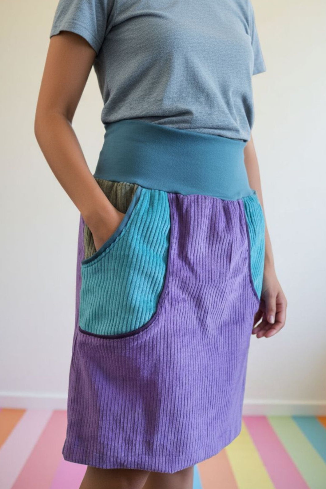 schniesel.Lila Petrol Khaki Cordrock