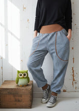 schniesel.Jeans Streifen Blau Rehbraun Baumwollpumphose