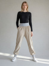 schniesel.Sand Grau Baumwollschlawinerhose