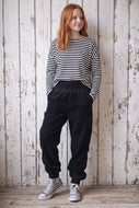 Schwarz Breitcord Baumwollschlawinerhose