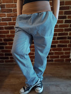 schniesel.Jeans Blau Braun Streifen Baumwollschlawinerhose