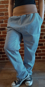 schniesel.Jeans Blau Braun Streifen Baumwollschlawinerhose