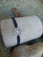Schwarz Edelstahlblume Armband